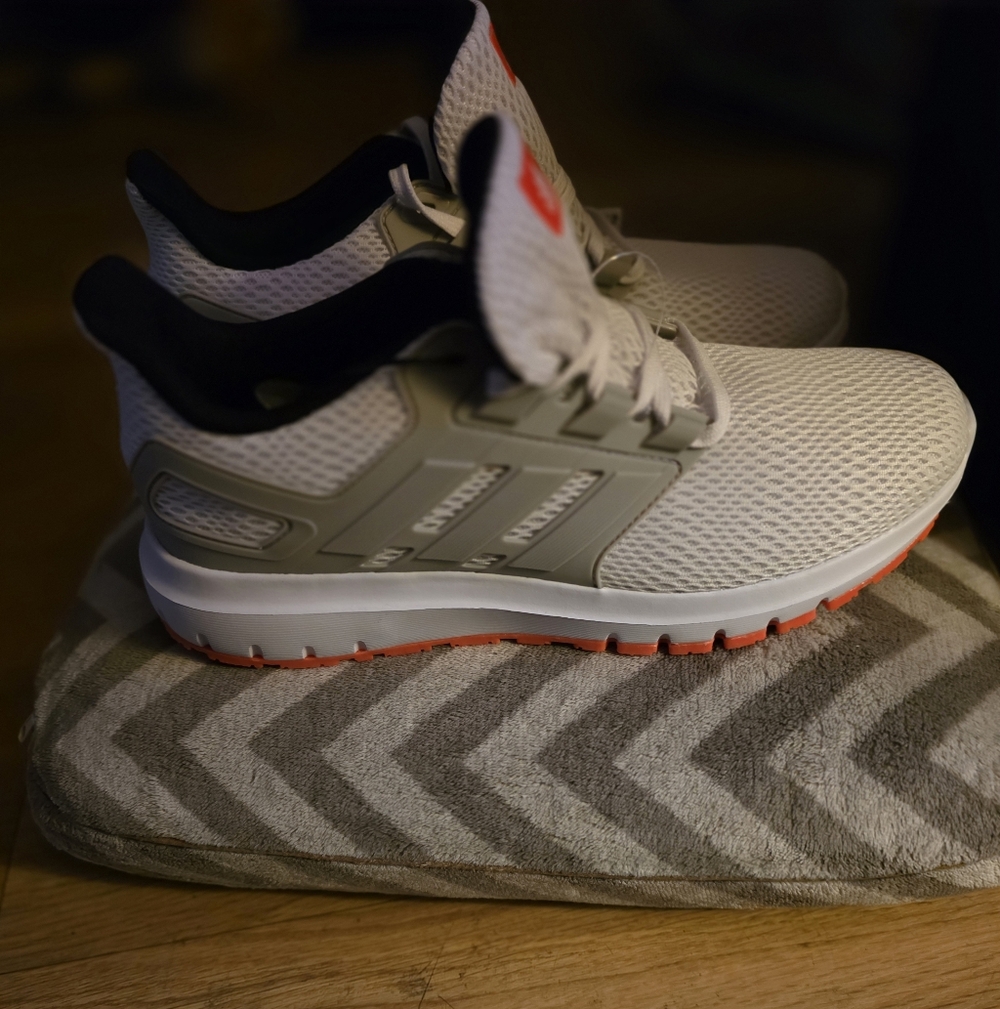adidas White and Gray Sneakers with Orange Accents